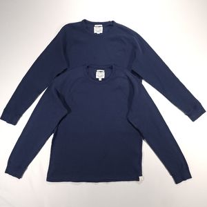 Lucky Brand Lived In Thermals Navy Crew Neck Long Sleeve Lot of 2 Mens XL GUC!